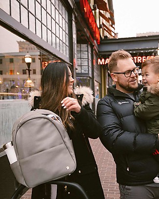 Little Unicorn Skyline Vegan Leather Backpack - Grey Umber - Changing mat included! Diaper Changing Bags & Accessories