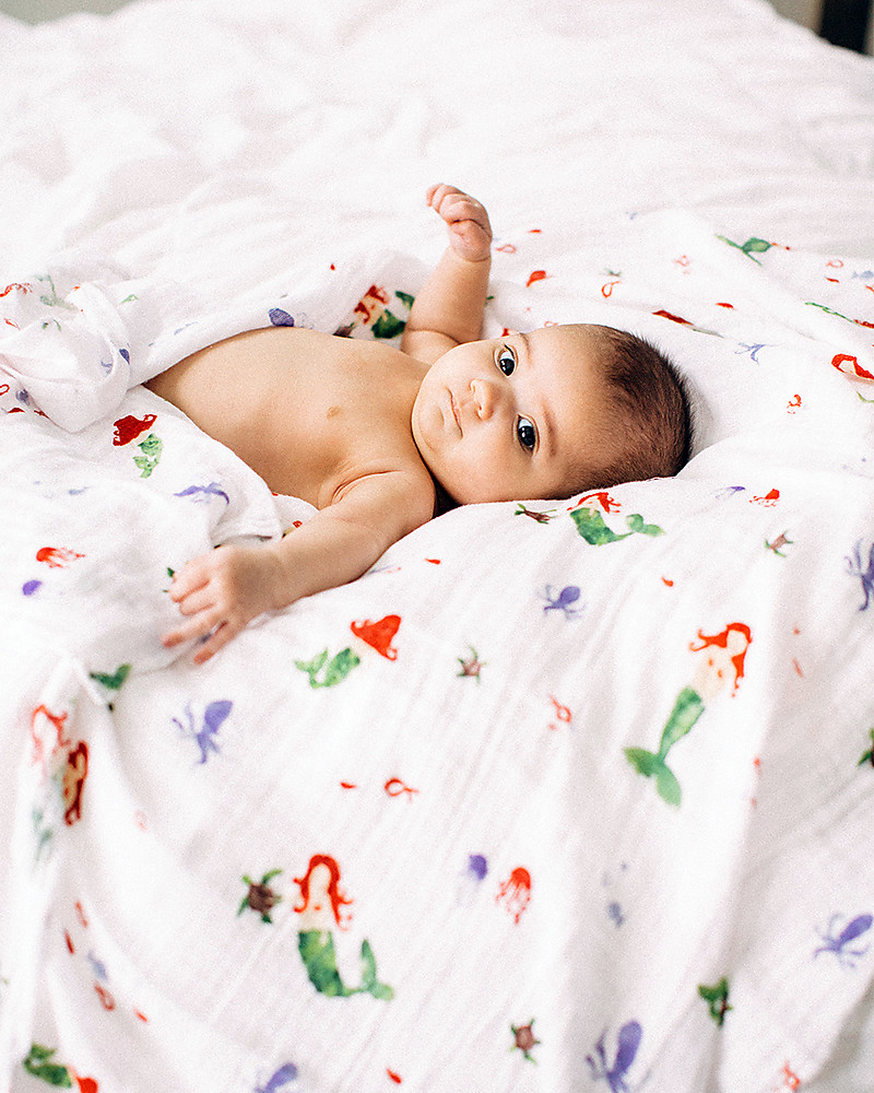 Little Unicorn Swaddle Blanket 120 x 120 cm, Mermaid 100 Cotton