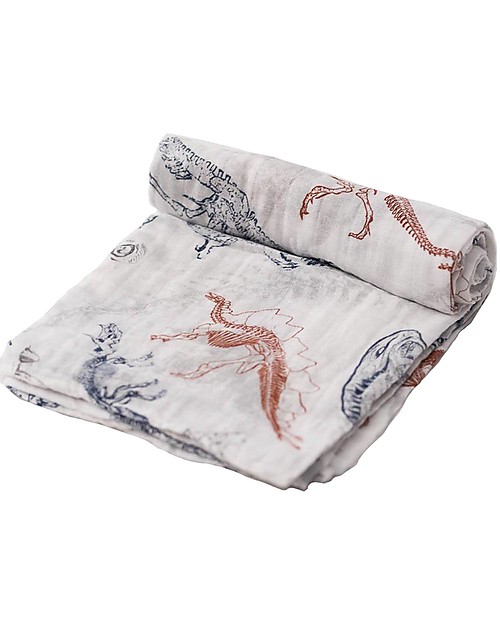 Little Unicorn Swaddle Blanket 120 x 120 cm, Paleontogic - 100% Cotton Muslin Muslin Swaddle