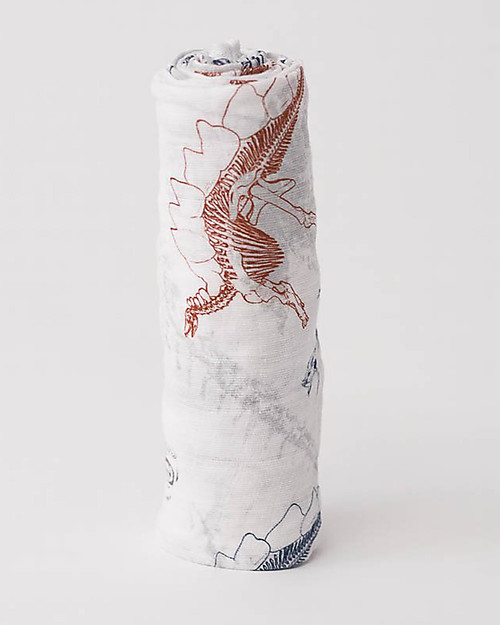 Little Unicorn Swaddle Blanket 120 x 120 cm, Paleontogic - 100% Cotton Muslin Muslin Swaddle