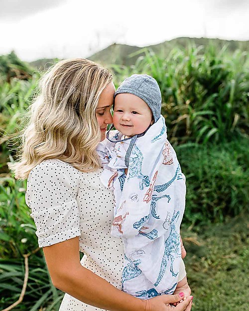 Little Unicorn Swaddle Blanket 120 x 120 cm, Paleontogic - 100% Cotton Muslin Muslin Swaddle