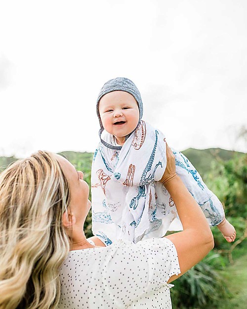 Little Unicorn Swaddle Blanket 120 x 120 cm, Paleontogic - 100% Cotton Muslin Muslin Swaddle