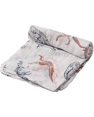 Little Unicorn Swaddle Blanket 120 x 120 cm, Paleontogic - 100% Cotton Muslin Swaddles
