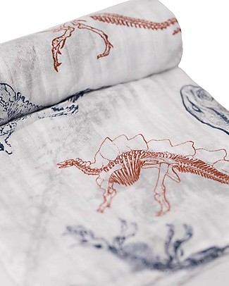 Little Unicorn Swaddle Blanket 120 x 120 cm, Paleontogic - 100% Cotton Muslin Swaddles