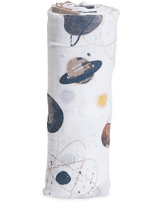 Little Unicorn Swaddle Blanket 120 x 120 cm, Planetary - 100% Cotton Muslin Swaddles