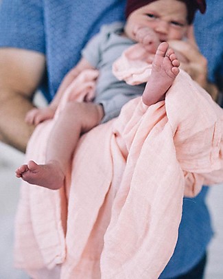 Little Unicorn Swaddle Blanket 120 x 120 cm Rose Petal - 100% Cotton Muslin Blankets