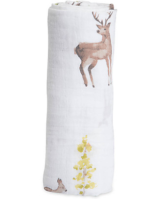 Little Unicorn Swaddle Blanket Oh Deer! 120 x 120 cm - 100% Cotton Muslin Swaddles