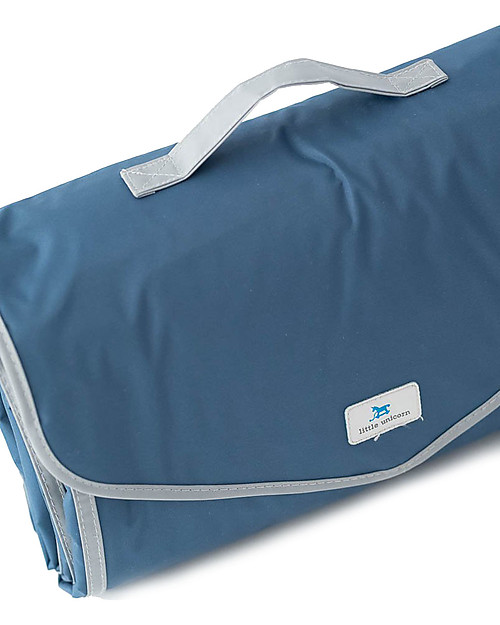 Little Unicorn Water-Resistant Outdoor Blanket 152 x 152 cm, Navy Gingham - Easy Velcro closing  and shoulder strap! Accessories
