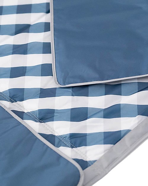 Little Unicorn Water-Resistant Outdoor Blanket 152 x 152 cm, Navy Gingham - Easy Velcro closing  and shoulder strap! Accessories