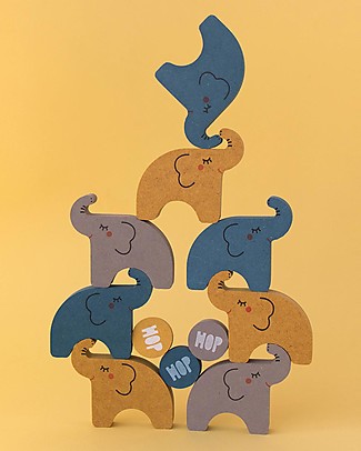 Londji Ale-Hop! - 8 Acrobatic Elefants - Recycled Wood! Traditional Toys