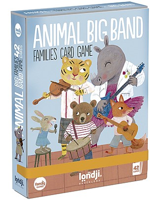 Londji Animals Big Band Families Cards Game - 42 illustrated cards included! Memory Games