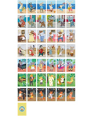 Londji Animals Big Band Families Cards Game - 42 illustrated cards included! Memory Games