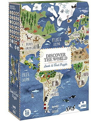 Londji Discover the World Look & Find Puzzle - 200 pieces - Recycled Cardboard! Puzzles
