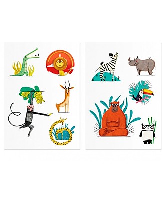 Londji Jungle Temporary Tattoos - 10 Large Multicoloured Tattoos Children's Tattoos