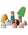Londji My Wooden World Farm - 9 Characters n Beech Wood Wooden Animals