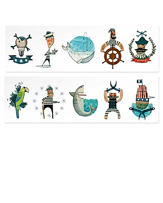 Londji Pirate Temporary Tattoos - 10 Large Multicoloured Tattoos Tattoos