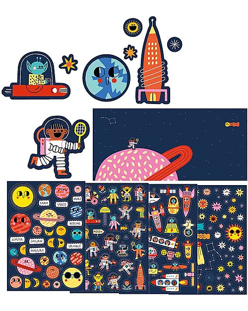 Londji Removable Stickers Set - Space - 150 stickers + 2 backgrounds! Stickers & Stamps Sets