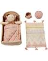 Lorena Canals Ammi Set - Cradle/Rug/Basket/Pouf - 100% Recycled Material - Mini Lorena Collection - 22 x 32 x 16 cm Dolls