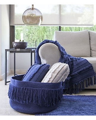 Lorena Canals Basket with Fringes, Alaska Blue - 100% cotton (45 x 25 cm) Toy Storage Boxes