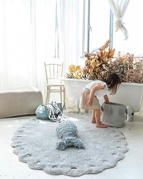 Lorena Canals Basket Woody - Pearl Blue - Cotton (30x30 cm) Storage organisers