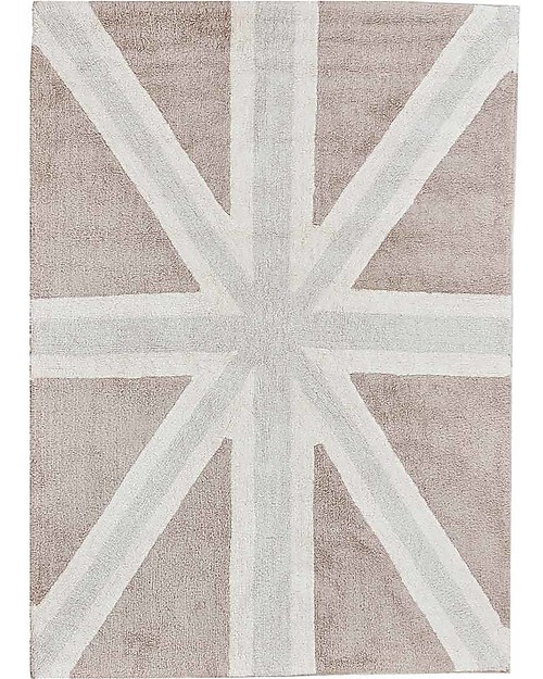 Lorena Canals Big Machine Washable Union Jack Rug, Grey -  100% Cotton (140 cm x 200cm) Carpets