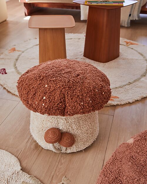 Lorena Canals Boletus Pouf - Toffee/Natural - Cotton - Mushrooms Collection - 35 x 45 cm Pouf
