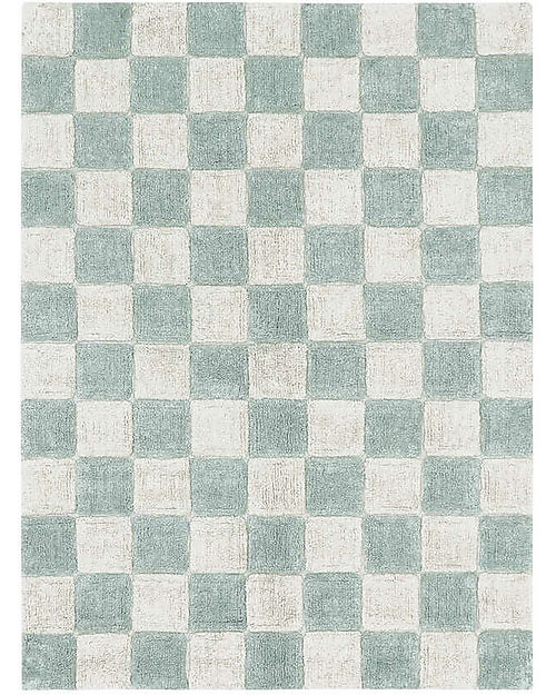 Lorena Canals Chess Rug - Blue Sage - Natural Cotton - Little Chefs Collection - 120 x 160 cm Carpets