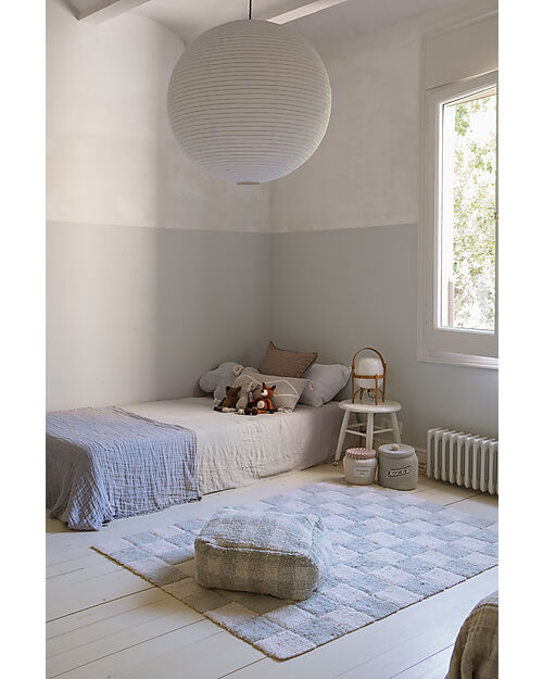 Lorena Canals Chess Rug - Blue Sage - Natural Cotton - Little Chefs Collection - 120 x 160 cm Carpets