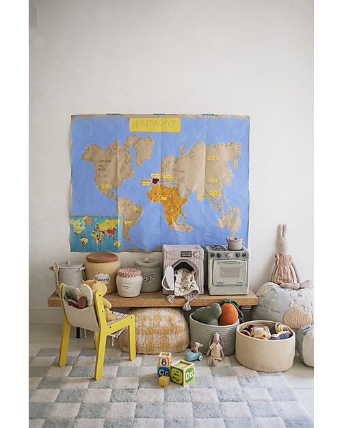 Lorena Canals Chess Rug - Blue Sage - Natural Cotton - Little Chefs Collection - 120 x 160 cm Carpets