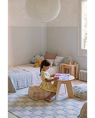 Lorena Canals Chess Rug - Blue Sage - Natural Cotton - Little Chefs Collection Carpets