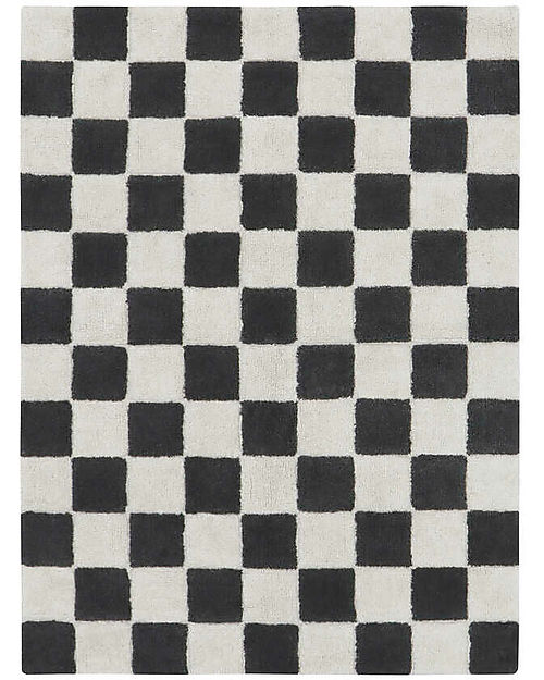 Lorena Canals Chess Rug - Dark Grey - Natural Cotton - Little Chefs Collection - 120 x 160 cm Carpets