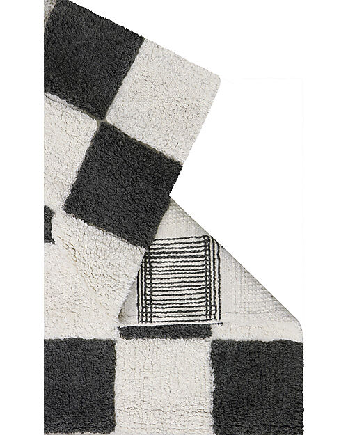 Lorena Canals Chess Rug - Dark Grey - Natural Cotton - Little Chefs Collection - 120 x 160 cm Carpets
