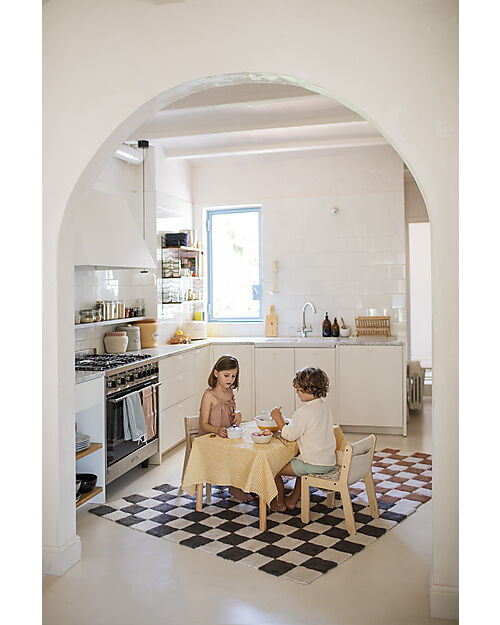 Lorena Canals Chess Rug - Dark Grey - Natural Cotton - Little Chefs Collection - 120 x 160 cm Carpets