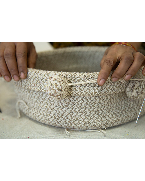 Lorena Canals Cotton Basket Tray, Natural - Hand-made (12x 30 cm) Storage organisers