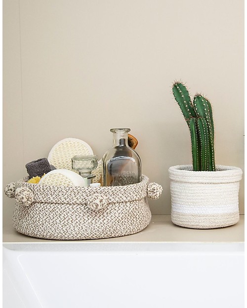 Lorena Canals Cotton Basket Tray, Natural - Hand-made (12x 30 cm) Storage organisers