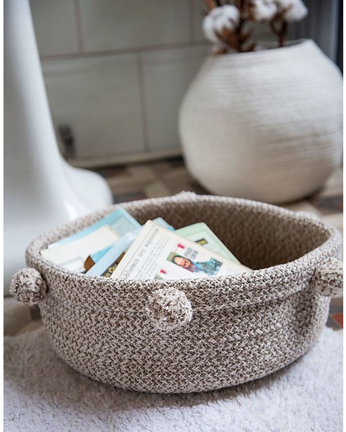 Lorena Canals Cotton Basket Tray, Natural - Hand-made (12x 30 cm) Storage organisers