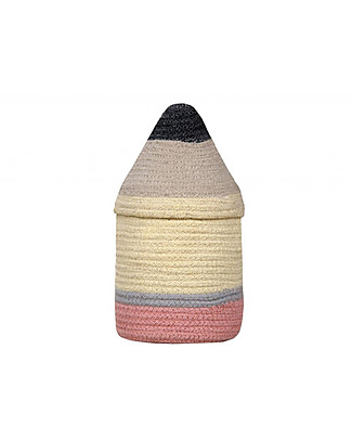 Lorena Canals Cotton Pencil Basket with Lid, Small (13 x 30 cm) Storage organisers