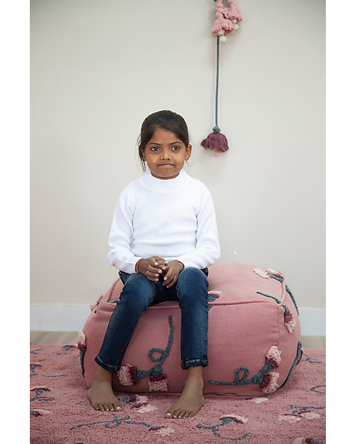 Lorena Canals Cotton Pouffe English Garden, Ash Rose - 54x54x27 cm Pouf