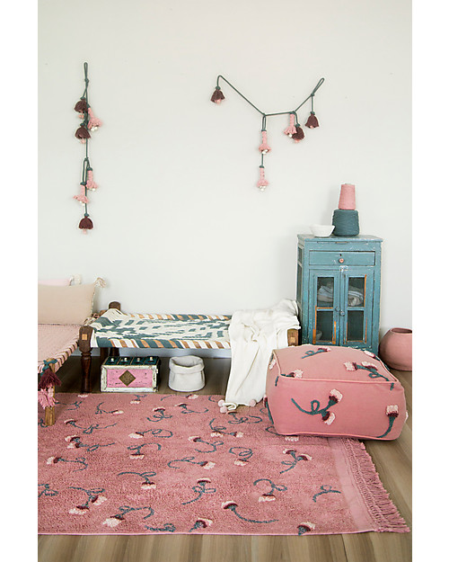 Lorena Canals Cotton Pouffe English Garden, Ash Rose - 54x54x27 cm Pouf