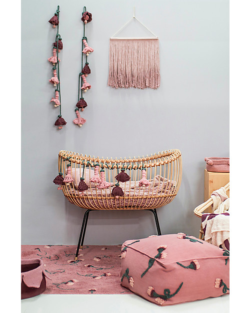 Lorena Canals Cotton Pouffe English Garden, Ash Rose - 54x54x27 cm Pouf