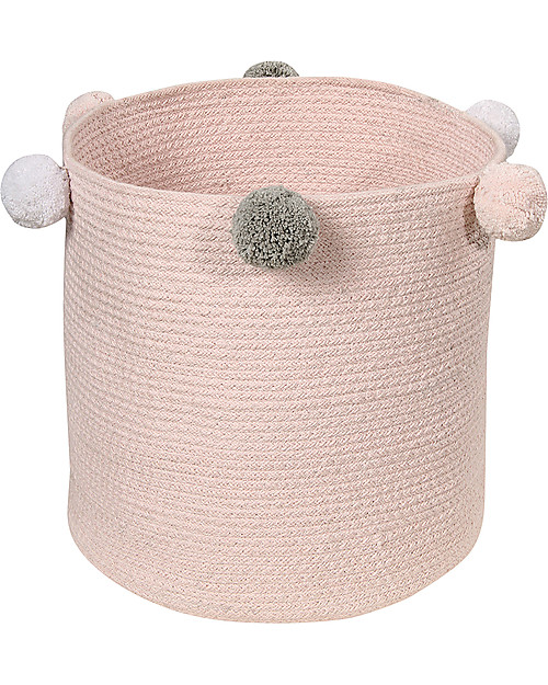 Lorena Canals Cotton Rope bubbly Basket, Pink - Hand-made and machine washable! Storage organisers