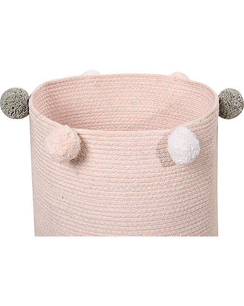 Lorena Canals Cotton Rope bubbly Basket, Pink - Hand-made and machine washable! Storage organisers