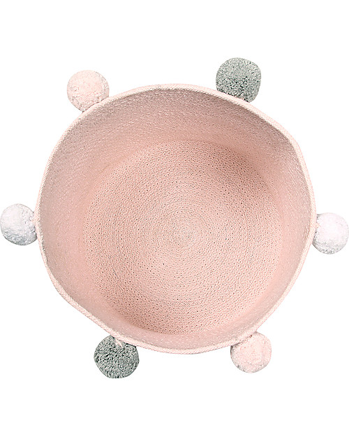 Lorena Canals Cotton Rope bubbly Basket, Pink - Hand-made and machine washable! Storage organisers