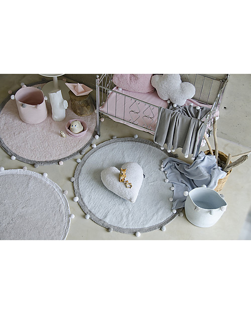 Lorena Canals Cotton Rope bubbly Basket, Pink - Hand-made and machine washable! Storage organisers