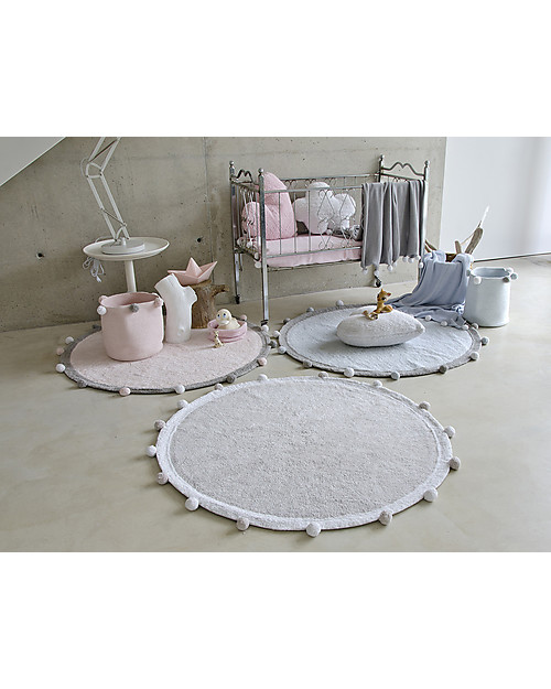 Lorena Canals Cotton Rope bubbly Basket, Pink - Hand-made and machine washable! Storage organisers