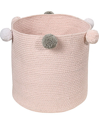 Lorena Canals Cotton Rope bubbly Basket, Pink - Hand-made and machine washable! Toy Storage Boxes