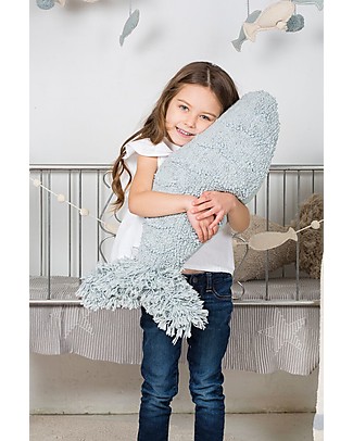 Lorena Canals Cushion Baby Fish, Aqua Blue - 100% Cotton (60 x 27 cm) Cushions