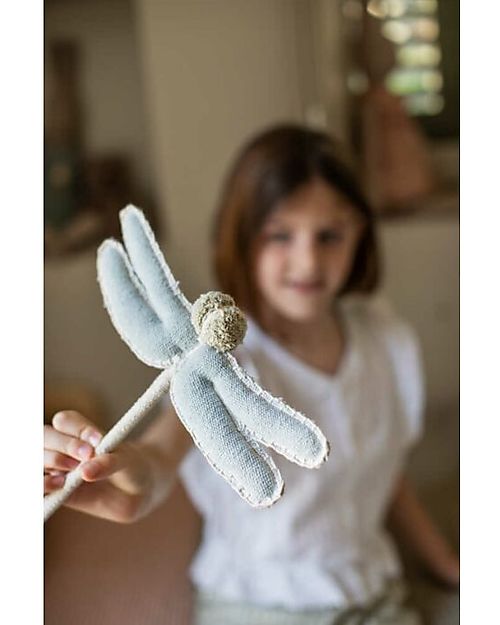 Lorena Canals Dragonfly Wand - Fantasy Garden - Soft Blue - Handmade - Cotton Canvas - (26x45 cm) Dressing Up & Role Play