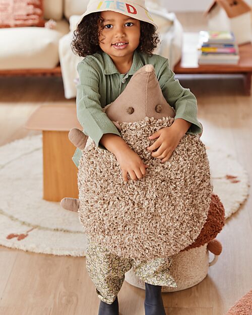 Lorena Canals Floor Cushion - Hedgehog - Brown - Cotton - Mushrooms Collection - 50 x 65 cm Cushions