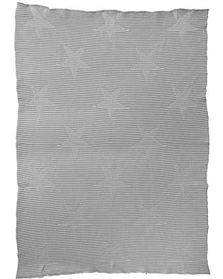 Lorena Canals Knitted Baby Blanket Hippy Stars, Pearl Grey - 100% Cotton (90 x 120 cm) Blankets